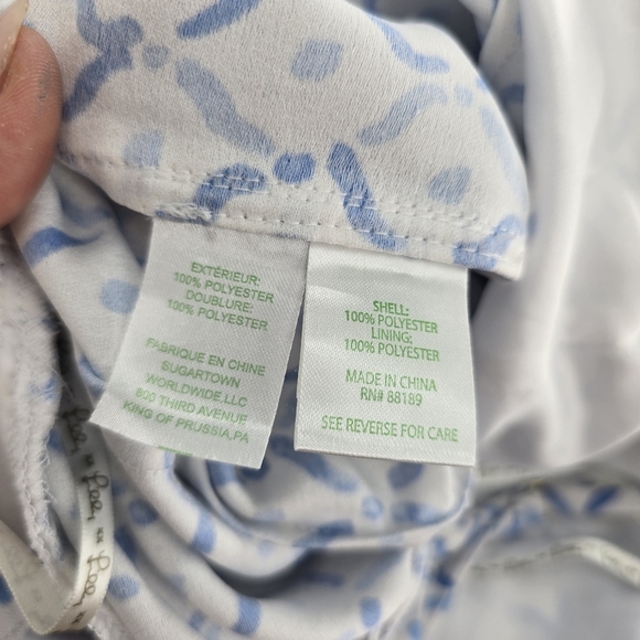 Lilly Pulitzer Sandra Jumpsuit Sea la Vie Size 4 Wide Leg Tie Belt White Blue - Picture 11 of 11